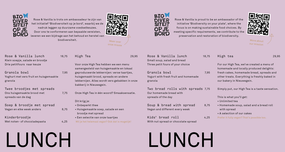 Menu – Rose & Vanilla